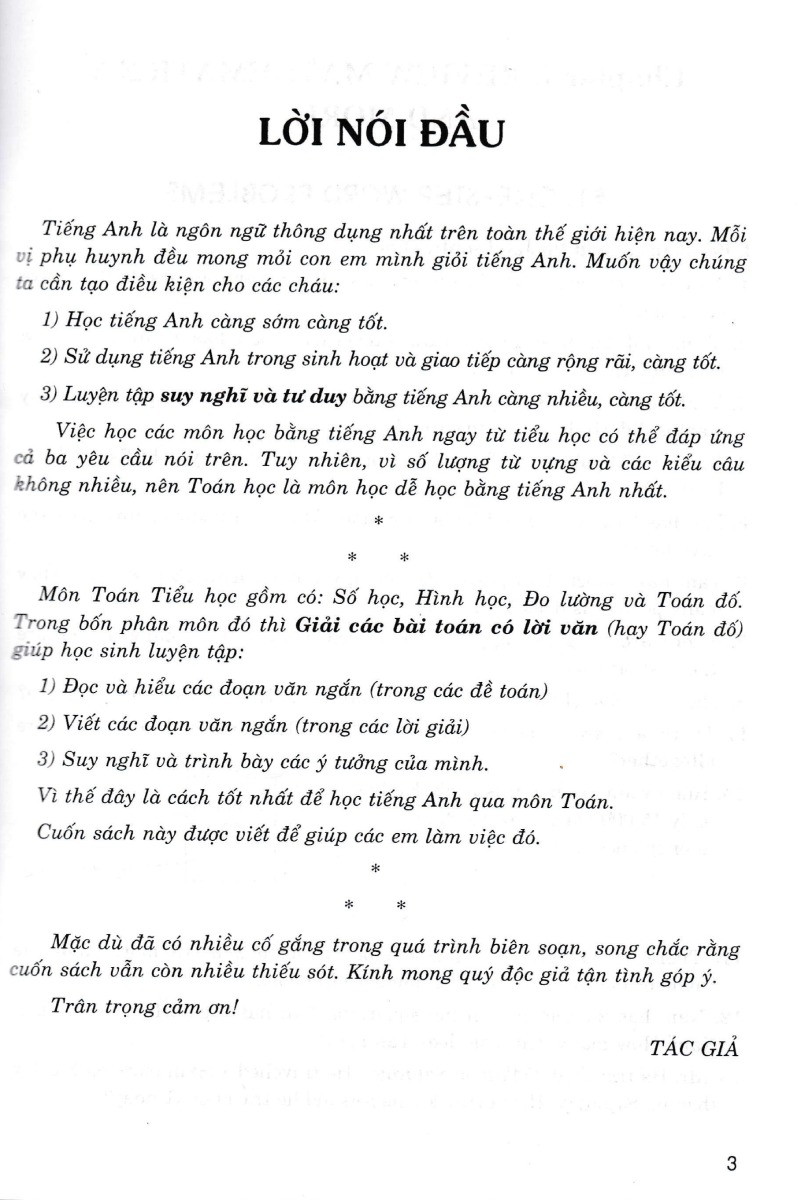 TOÁN ĐỐ LỚP 4 - Song ngữ (Dùng chung cho các bộ SGK hiện hành)